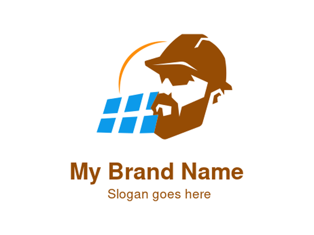 Rugged Solar Engineer or Contractor Logo for Expert Renewable Energy Installers, Experienced Solar Technicians, and Industrial Green Energy Solutions